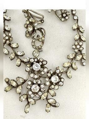 Antique 1910 835 Silver Paste Stone Flower Necklace